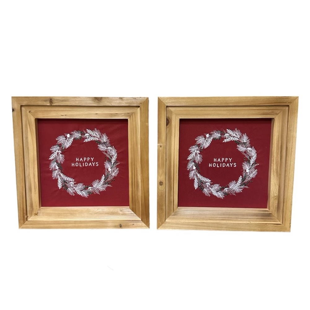JOANN Place & Time Christmas Wood Picture Frame Embroidered Design
